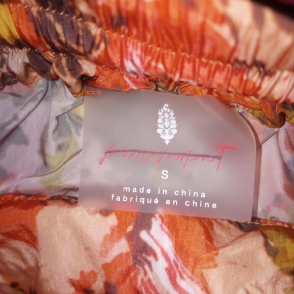 FP Free People Switch Shorts Floral Drawstring Shorts Water Small red pink cream - Picture 6 of 6